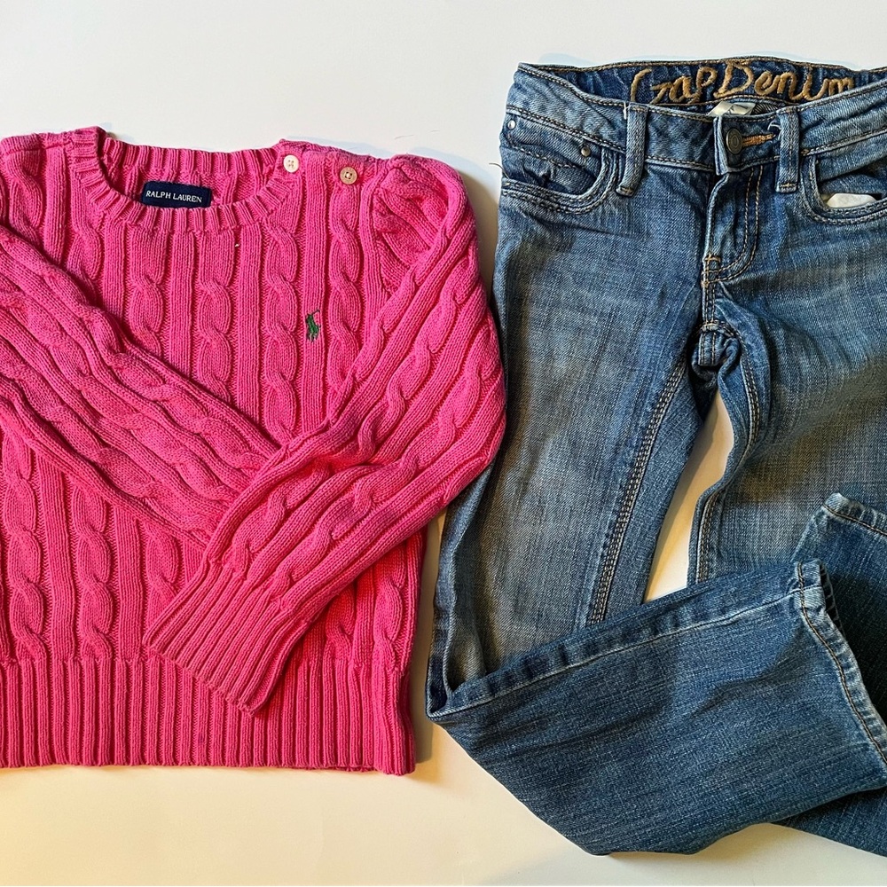 Ralph Lauren knit sweater and Gap jeans (both size 6 girls).